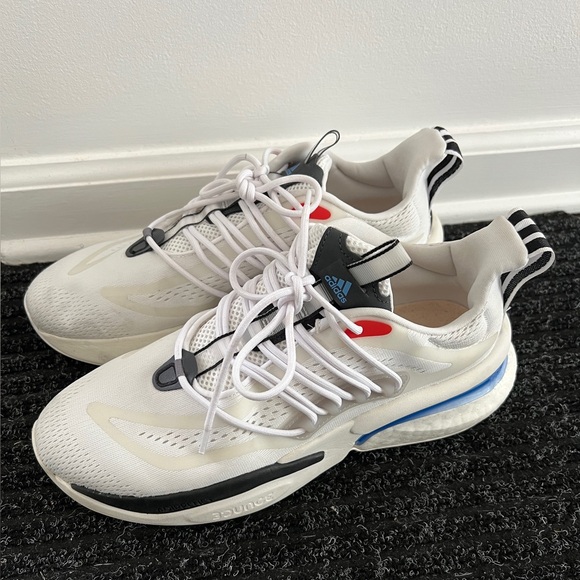 adidas Other - Adidas ALPHABOOST V1 SHOES sneakers Cloud White Blue Fusion Bright Red 9.5